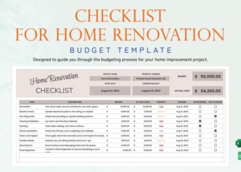 Free Editable Renovation Templates in Excel to Download